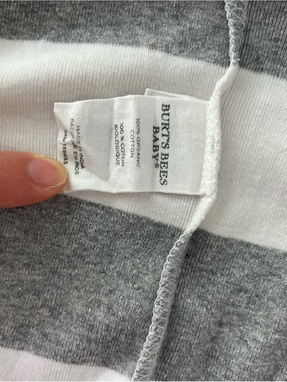 Burt's Bees Baby Gray & White Striped Footed One-Piece Pajamas